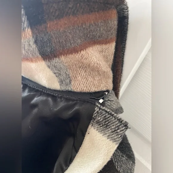 Anthropologie Elevenses Hampden Brown Plaid Hooded Wool Coat XS - Picture 7 of 11